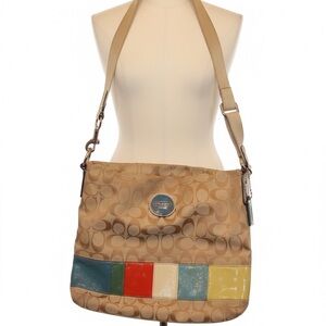 Coach Beige Signature Multi-Color Stripe Crossbody